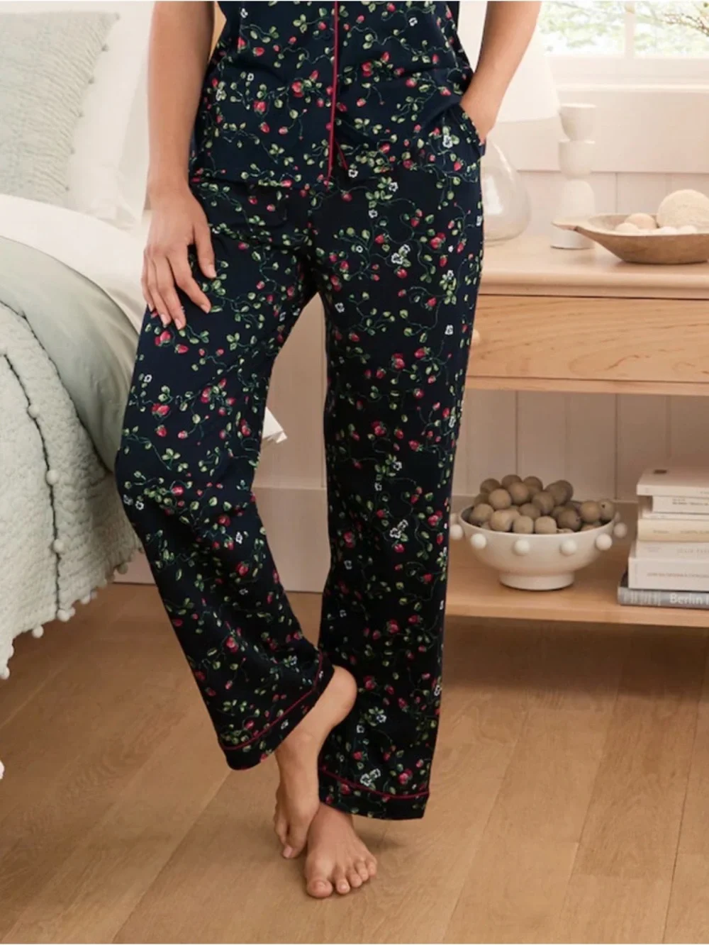 Garnet Hill Navy Strawberry Wildwood Pajama Set - Picture 3 of 3